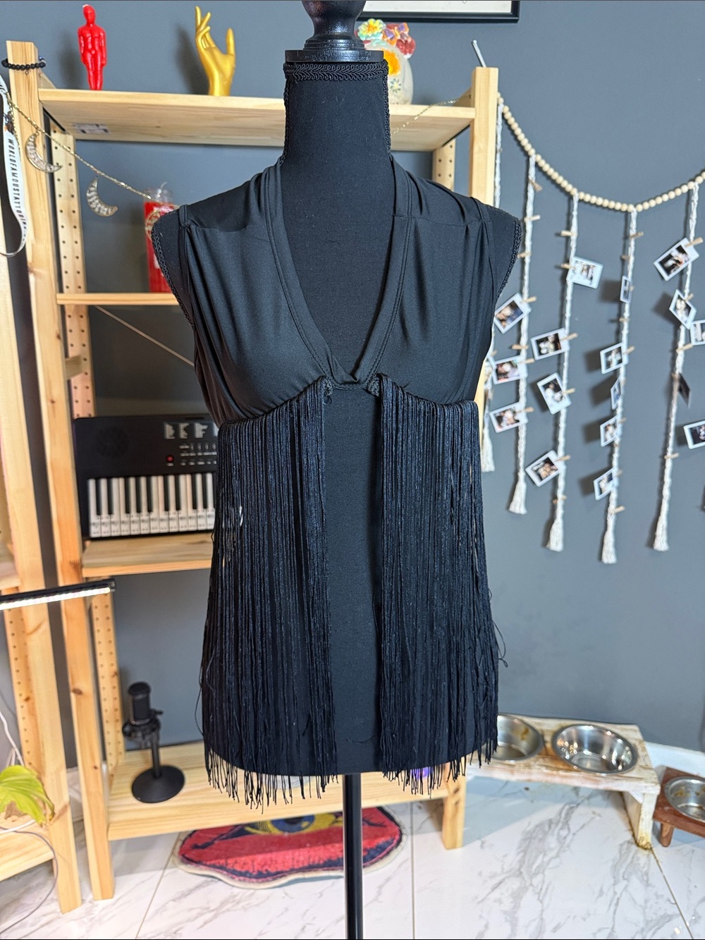 Black Fringe Swim Cover-Up Vest - Women Swim
